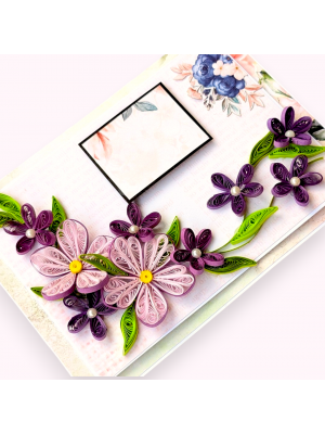Multicolored Quilled flowers greeting cad