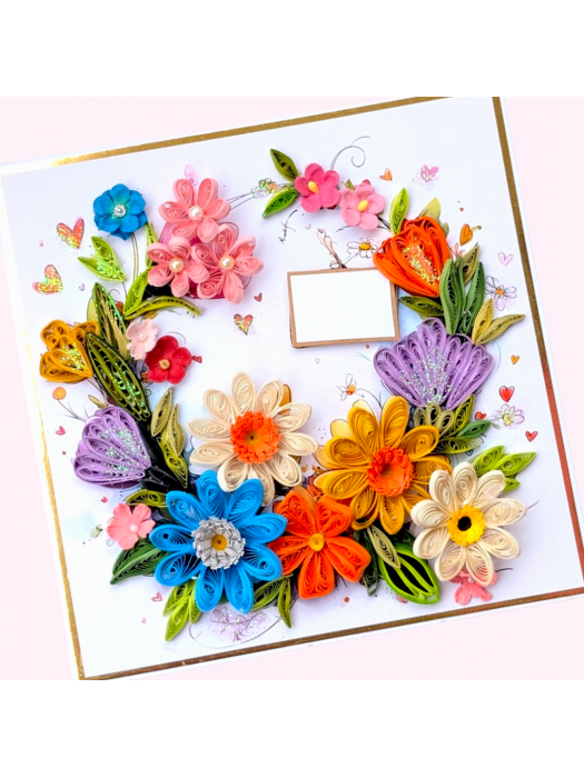 Floral Fusion quilled handmade greeting card