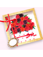 Quilled greeting card in box - Red Roses 