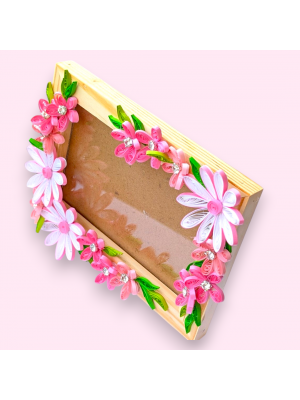 Quilled Pink Flowers Photo frame