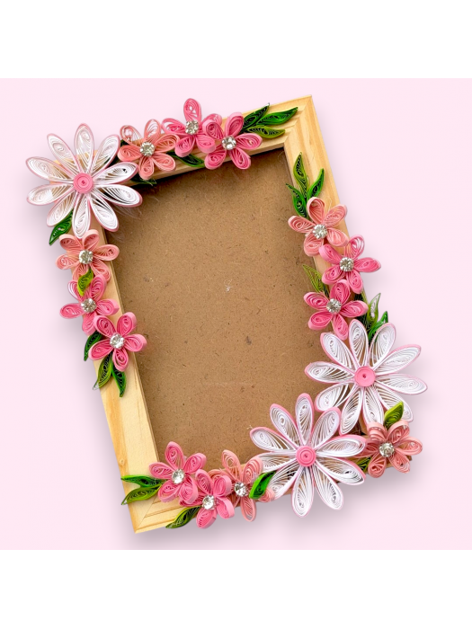 Quilled Pink Flowers Photo frame