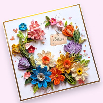 Floral Fusion quilled handmade greeting card