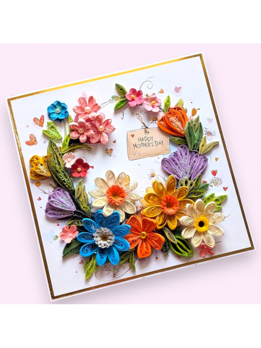 Floral Fusion quilled handmade greeting card