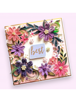 Sparkling Pink Purple Quilled Flowers Card