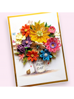 Multicolored Quilled flowers greeting cad