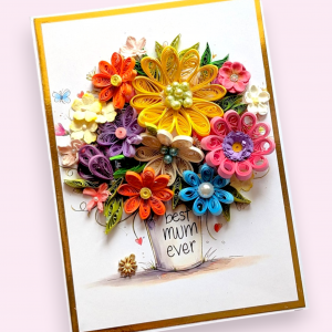 Multicolored Quilled flowers greeting cad