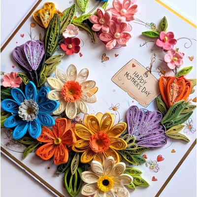 Floral Fusion quilled handmade greeting card
