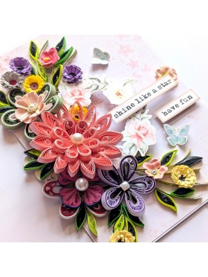 Sparkling Pinks Quilled Flowers Card