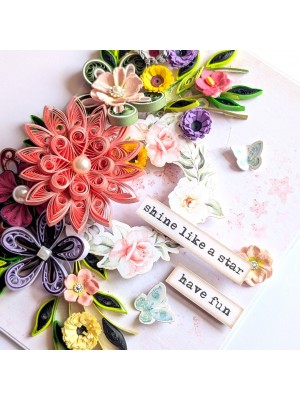 Sparkling Pinks Quilled Flowers Card