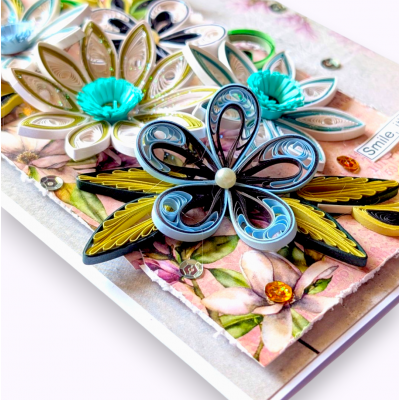 Floral Fusion quilled handmade greeting card