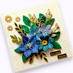 Quilled designed Flowers greeting card