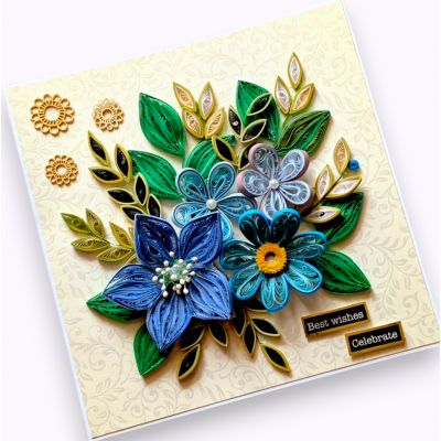 Quilled designed Flowers greeting card