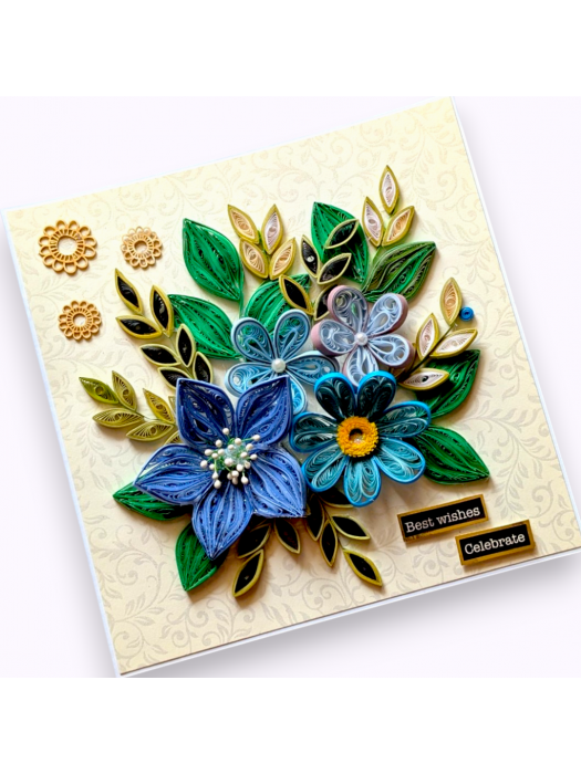 Quilled designed Flowers greeting card