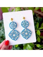 Quilled Paper Diamond Earring - Blues