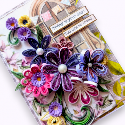 All Purples Quilled design Greeting card