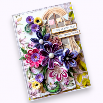 All Purples Quilled design Greeting card