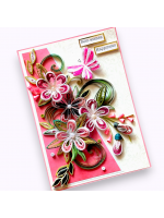 Pink Quilled Flowers Greeting Card