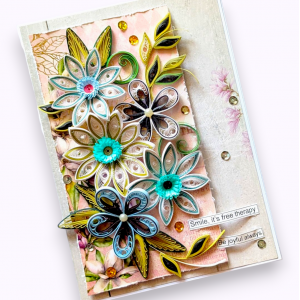Floral Fusion quilled handmade greeting card