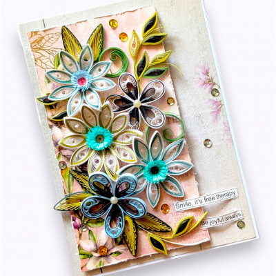 Floral Fusion quilled handmade greeting card