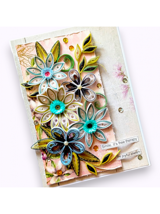 Floral Fusion quilled handmade greeting card