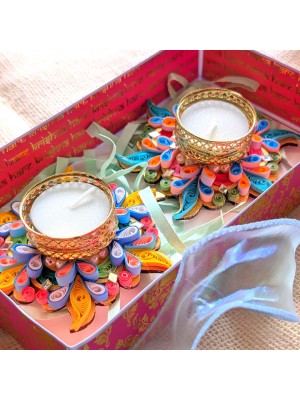 Quilled Tealight Candle Holders - Set of 2