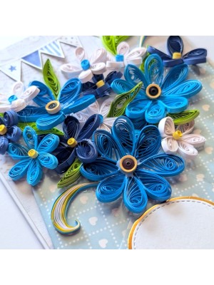 Blue Themed Quilled Flowers Greeting Card