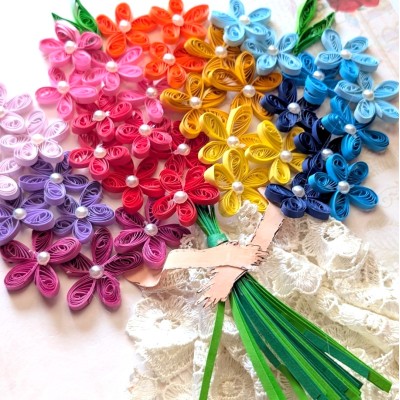 A4 size Quilled Multicolor Flowers Greeting Card 