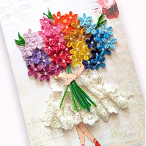 A4 size Quilled Multicolor Flowers Greeting Card 