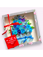 Valentine Quilled greeting card in box - Blue Roses 