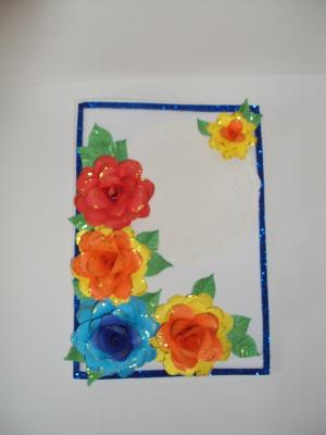 Beautiful Big Flowers with Doily Greeting Card