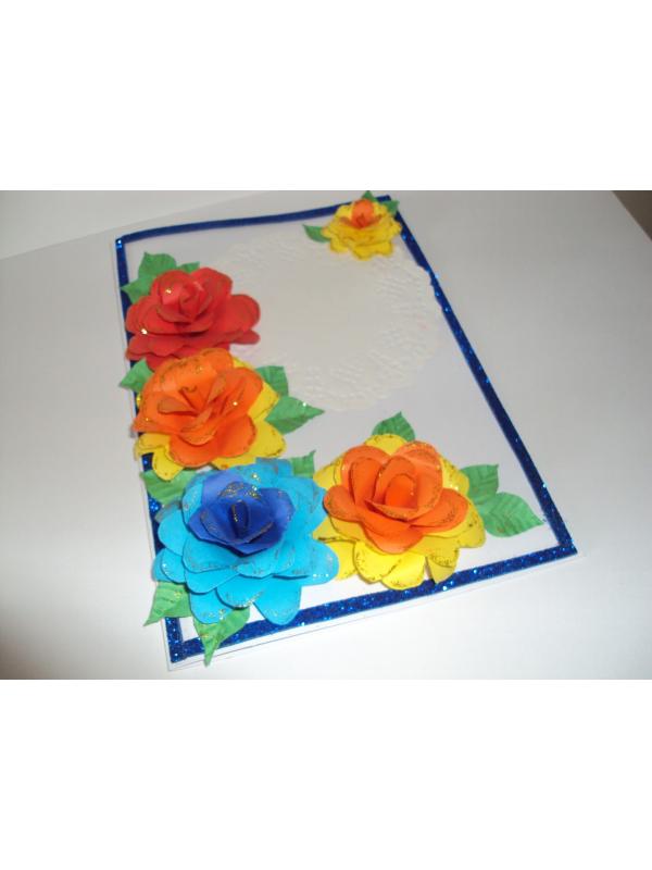 Beautiful Big Flowers with Doily Greeting Card image