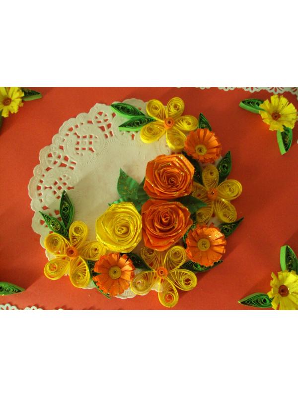 Yellow and Orange Mixed flowers Greeting Card image