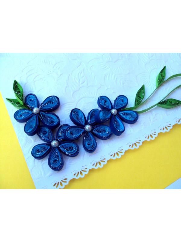 Awesum Shaded Blue Flowers Corner Greeting Card image