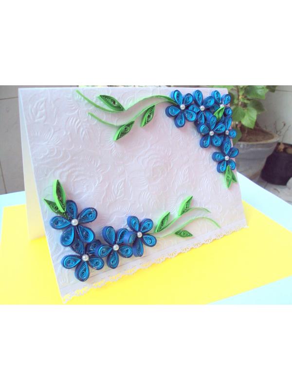 Awesum Shaded Blue Flowers Corner Greeting Card image