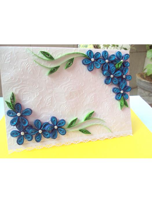 Awesum Shaded Blue Flowers Corner Greeting Card