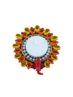 Kundan Floating Diya With Ganpati - Yellow