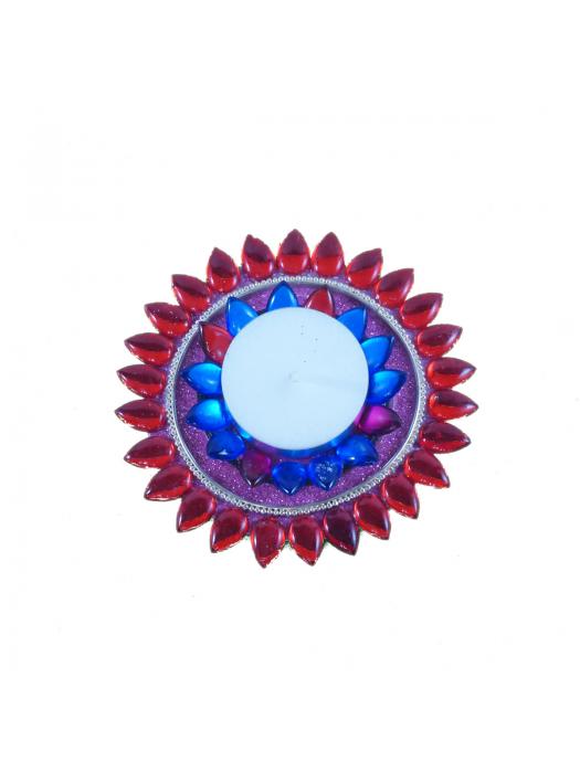 Beautiful Kundan Floating Diya with Tealight candle - Red image