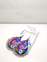 Multicolor flowers on Royal Blue earring Jhumka