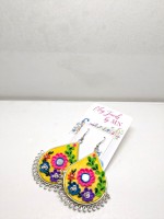Multicolor flowers on Yellow base earring Jhumka