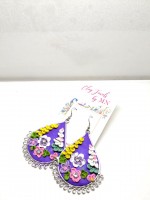 Multicolor flowers on Violet base earring Jhumka
