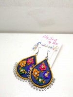 Multicolor flowers on Royal Blue base earring Jhumka