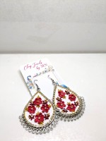 Red and White Combination Jhumka Earrings