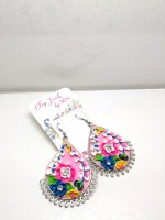 Multicolor flowers on Pink base earring Jhumka