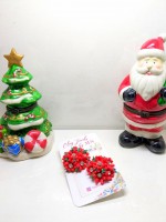 Red Christmas flowers handmade earring