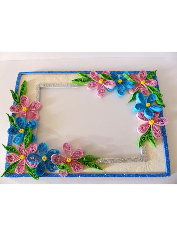 Glittering Sweet Pink and Blue Photo Frame Greeting Card