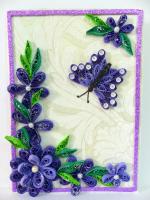 Purple Themed Corner With Butterfly Greeting Card