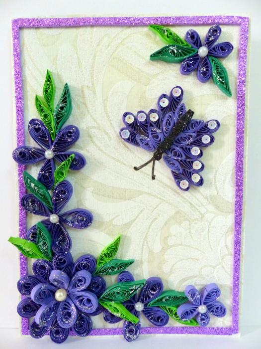 Purple Themed Corner With Butterfly Greeting Card image