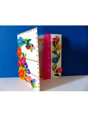 Multicolor Flowers Mini Scrapbook Greeting Card