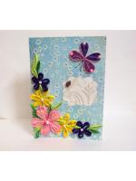 Multicolor Sparkling Flower Corner Quilled greeting card