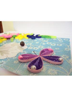 Multicolor Sparkling Flower Corner Quilled greeting card